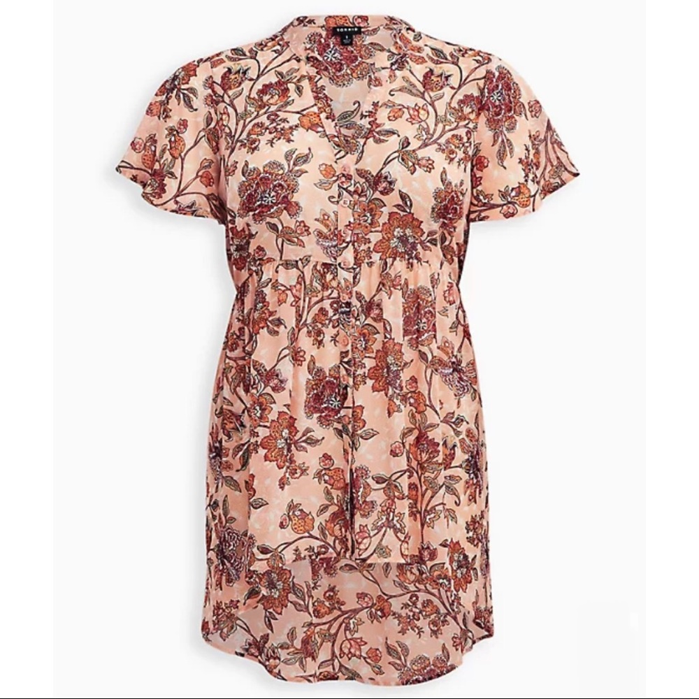 NWT TORRID Lexie Chiffon Babydoll Floral Hi Lo Top - Picture 5 of 9